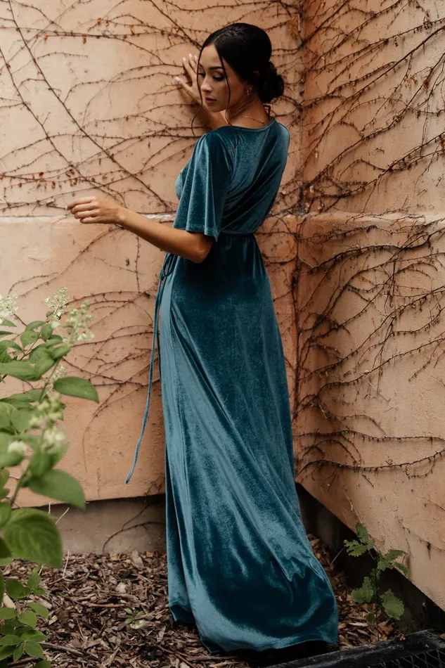 Women Bump Friendly Baltic Born Meghan Velvet Wrap Maxi Dress Persian Blue Women Bump Friendly Baltic Born Meghan Velvet Wrap Maxi Dress Persian Blue