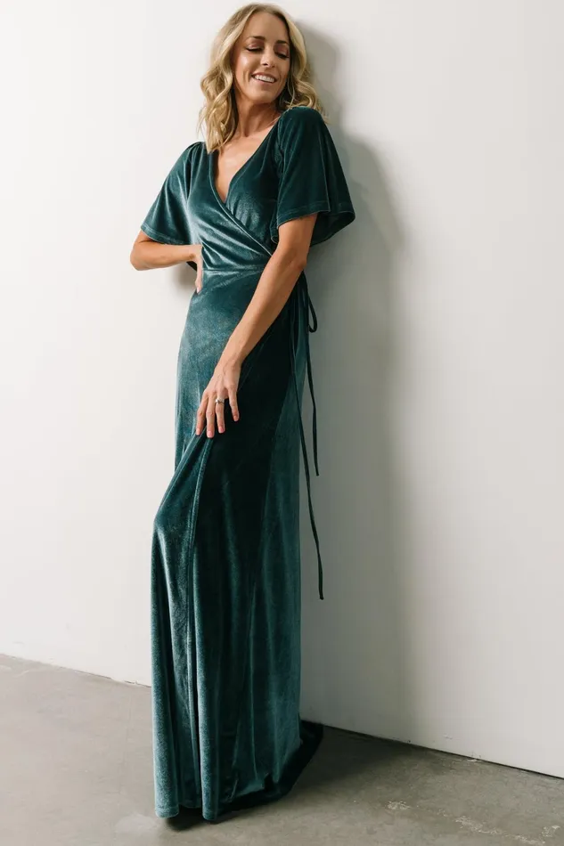 Women Bump Friendly Baltic Born Meghan Velvet Wrap Maxi Dress Persian Blue Women Bump Friendly Baltic Born Meghan Velvet Wrap Maxi Dress Persian Blue
