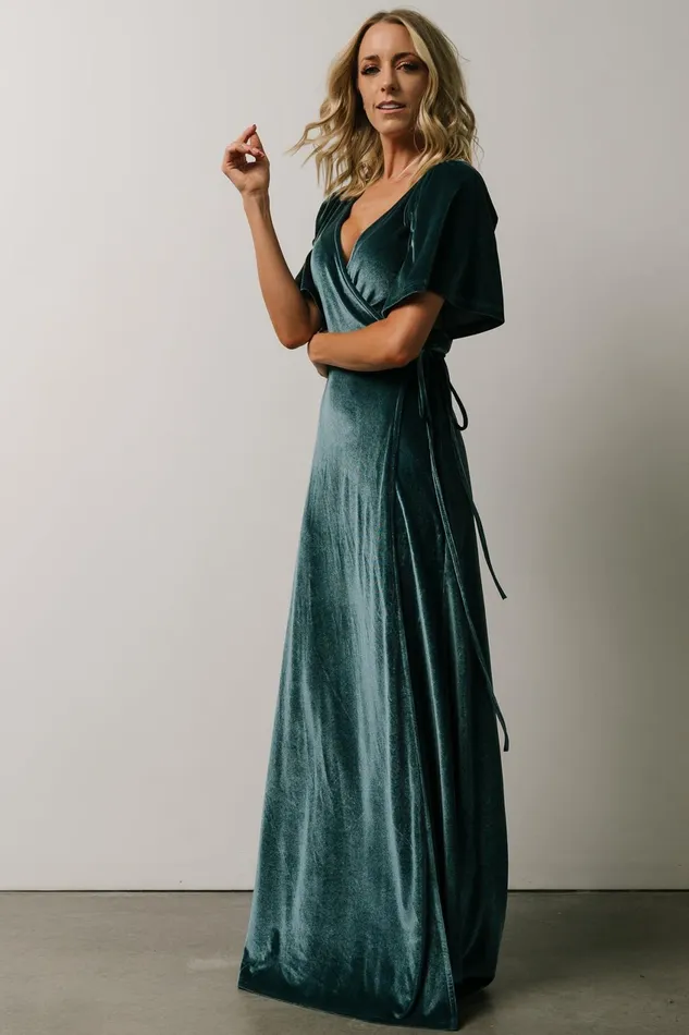 Women Bump Friendly Baltic Born Meghan Velvet Wrap Maxi Dress Persian Blue Women Bump Friendly Baltic Born Meghan Velvet Wrap Maxi Dress Persian Blue