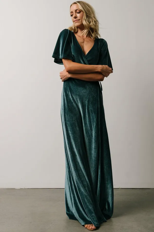 Women Bump Friendly Baltic Born Meghan Velvet Wrap Maxi Dress Persian Blue Women Bump Friendly Baltic Born Meghan Velvet Wrap Maxi Dress Persian Blue