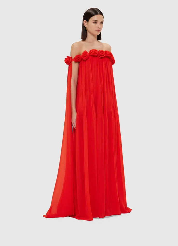 Women Camilla Draped Floor Length Dress 8211 Scarlet Dresses and Jumpsuits LEO LIN