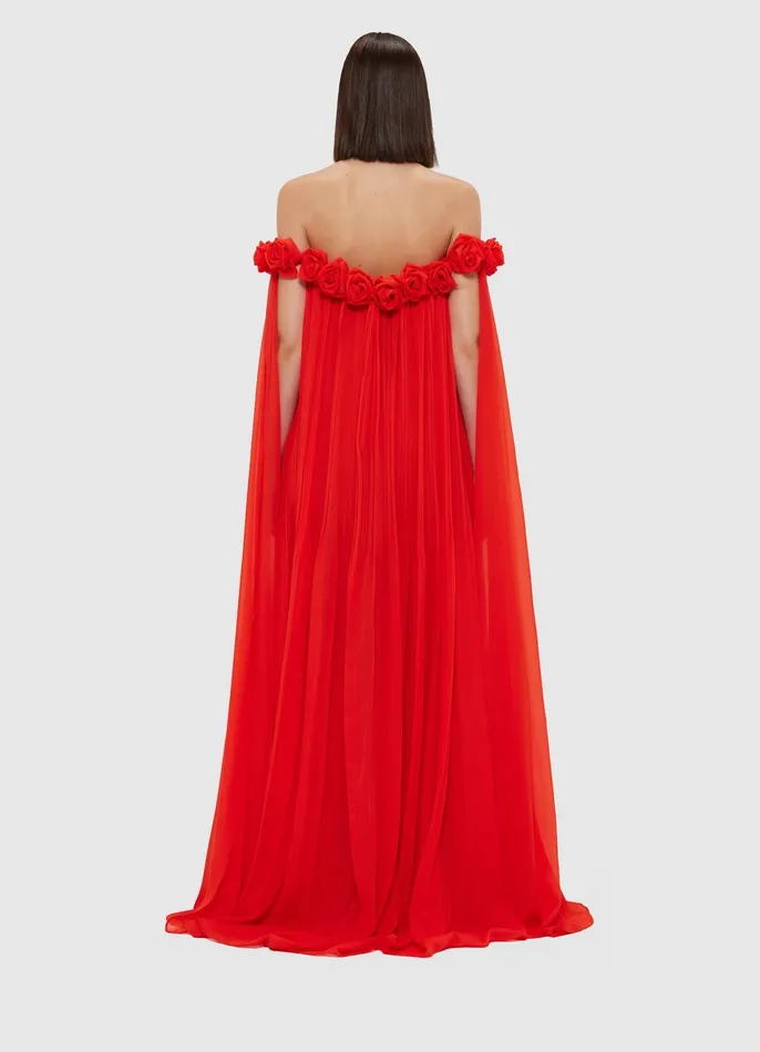 Women Camilla Draped Floor Length Dress 8211 Scarlet Dresses and Jumpsuits LEO LIN