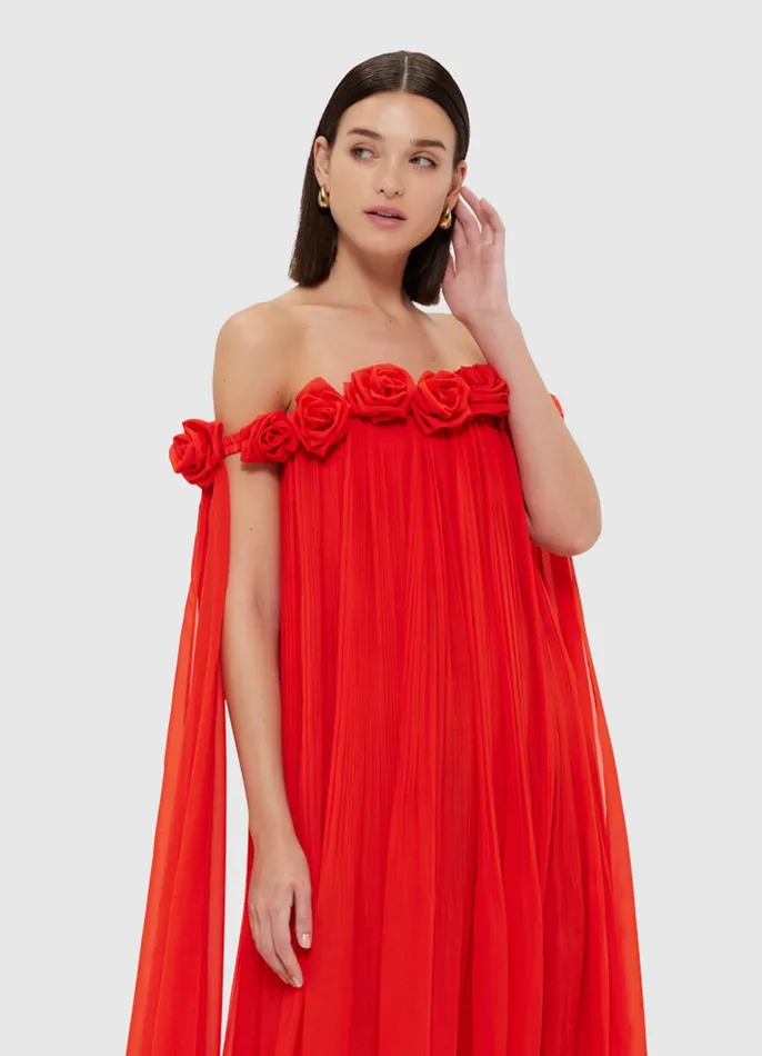 Women Camilla Draped Floor Length Dress 8211 Scarlet Dresses and Jumpsuits LEO LIN