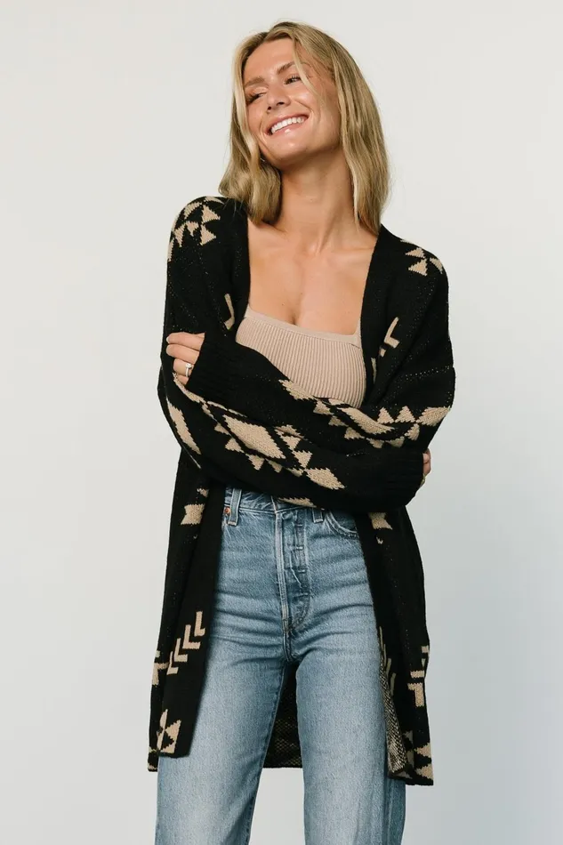 Women Cardigans Baltic Born Hays Oversized Cardigan Black Tan