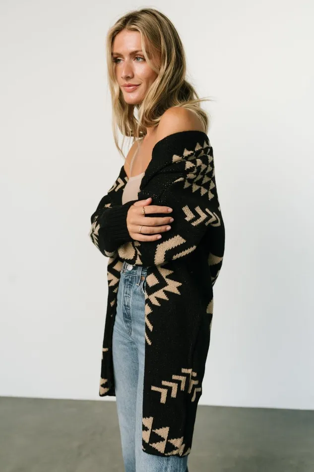 Women Cardigans Baltic Born Hays Oversized Cardigan Black Tan Women Cardigans Baltic Born Hays Oversized Cardigan Black Tan