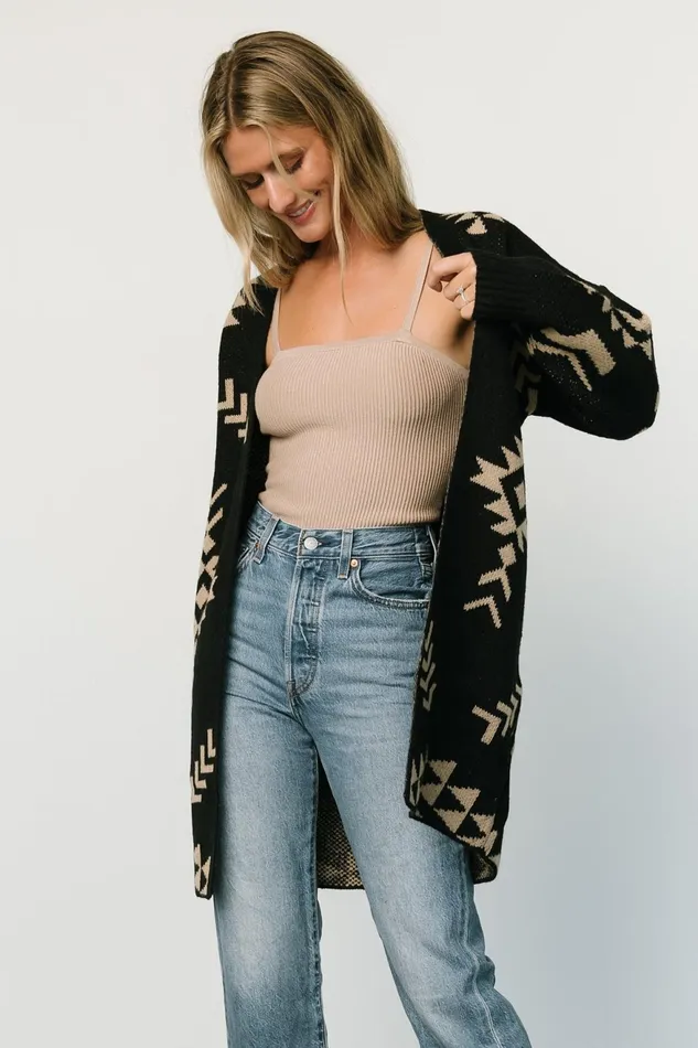 Women Cardigans Baltic Born Hays Oversized Cardigan Black Tan Women Cardigans Baltic Born Hays Oversized Cardigan Black Tan