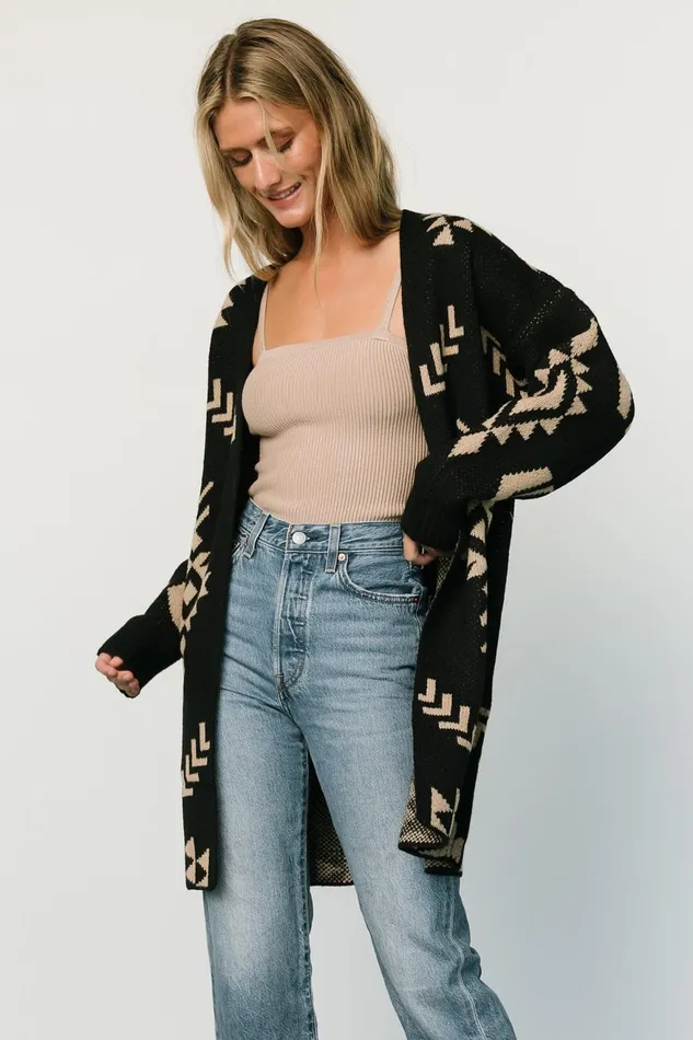 Women Cardigans Baltic Born Hays Oversized Cardigan Black Tan Women Cardigans Baltic Born Hays Oversized Cardigan Black Tan