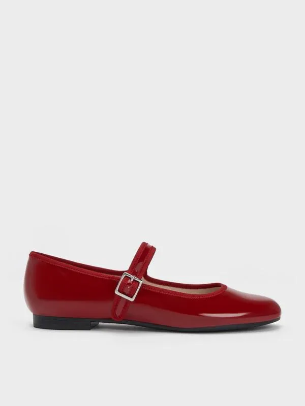 Women Carmel Patent Buckled Mary Jane Flats 8211 Red CHARLES and KEITH Ballet Flats Women Carmel Patent Buckled Mary Jane Flats 8211 Red CHARLES and KEITH Ballet Flats