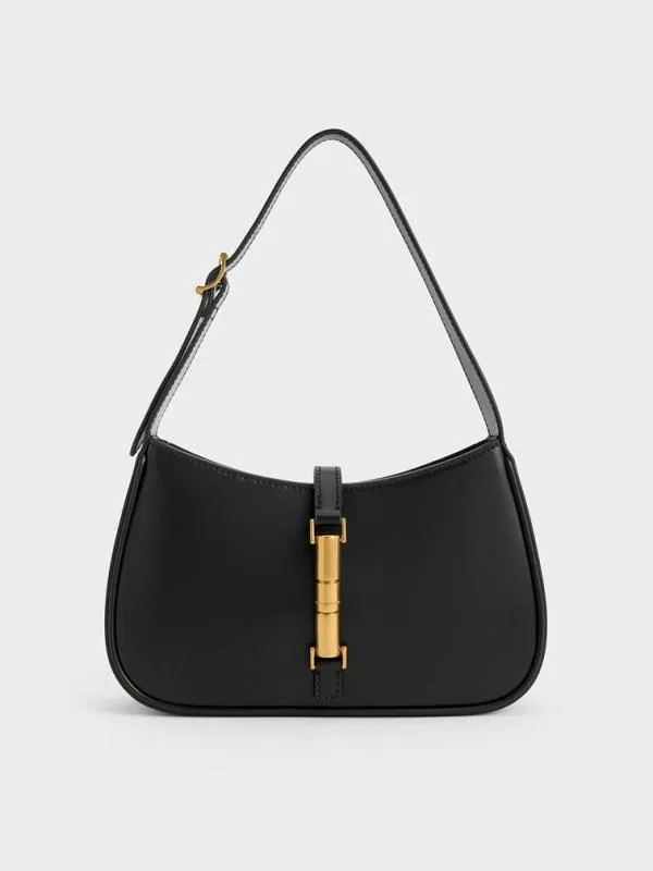Women Cesia Metallic Accent Shoulder Bag 8211 Black CHARLES and KEITH Shoulder Bags Women Cesia Metallic Accent Shoulder Bag 8211 Black CHARLES and KEITH Shoulder Bags