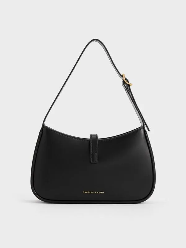 Women Cesia Metallic Accent Shoulder Bag 8211 Black CHARLES and KEITH Shoulder Bags