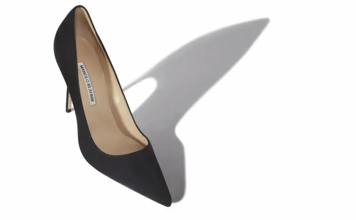 Women Charcoal Black Pointed Toe Pumps Manolo Blahnik Pumps