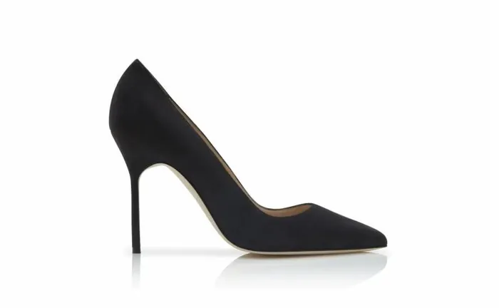 Women Charcoal Black Pointed Toe Pumps Manolo Blahnik Pumps
