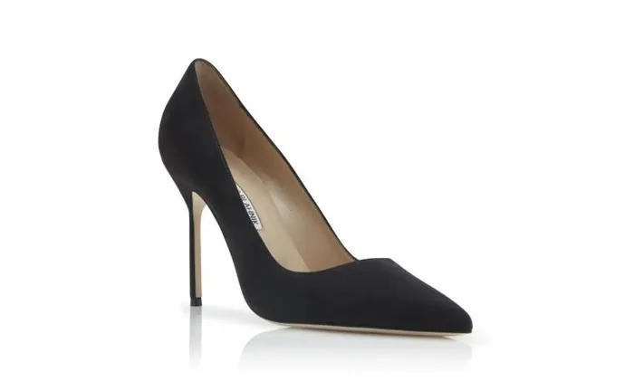 Women Charcoal Black Pointed Toe Pumps Manolo Blahnik Pumps