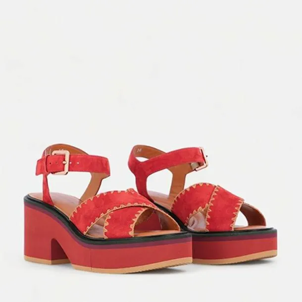 Women CHARLINE Suede Red Clergerie Sandals