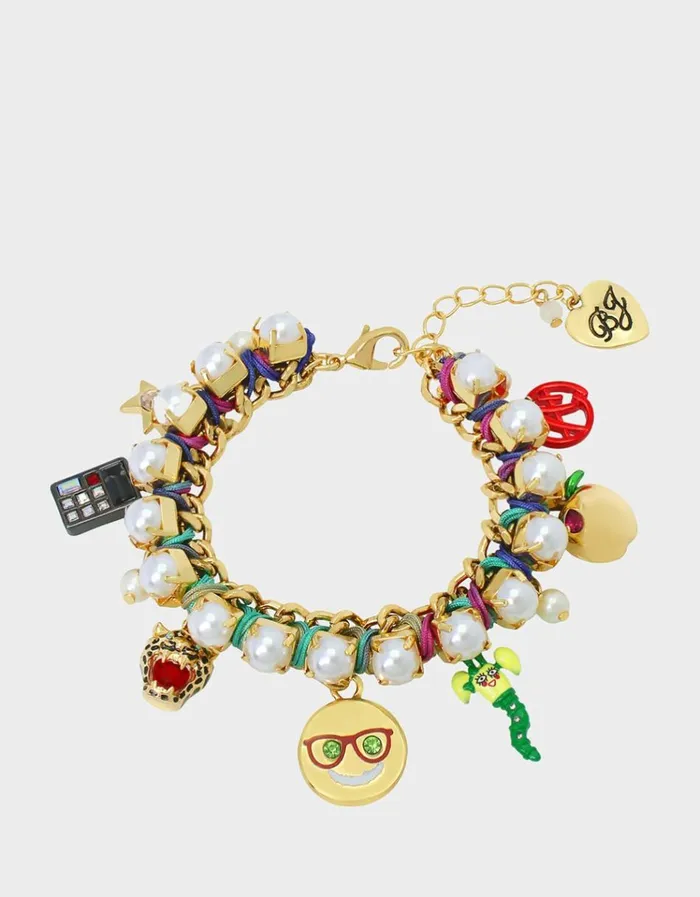 Women CHARM SCHOOL CHARM BRACELET RED Betsey Johnson