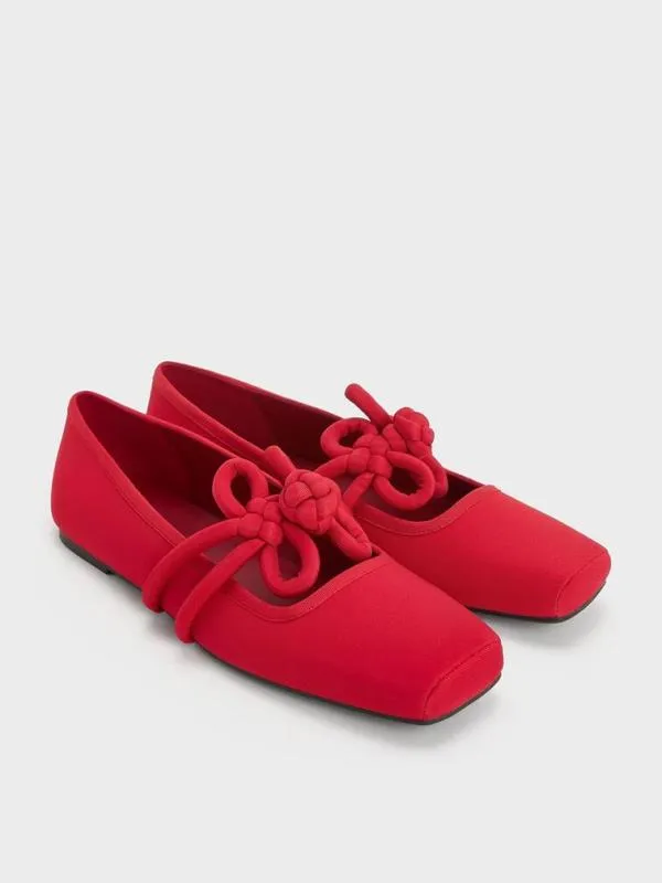 Women CloverKnot Mary Jane Flats 8211 Red CHARLES and KEITH Flats