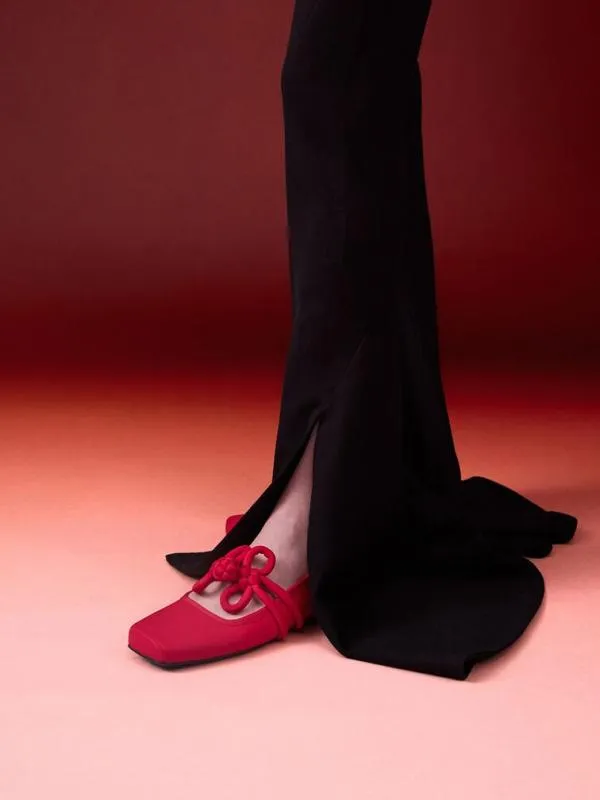 Women CloverKnot Mary Jane Flats 8211 Red CHARLES and KEITH Flats