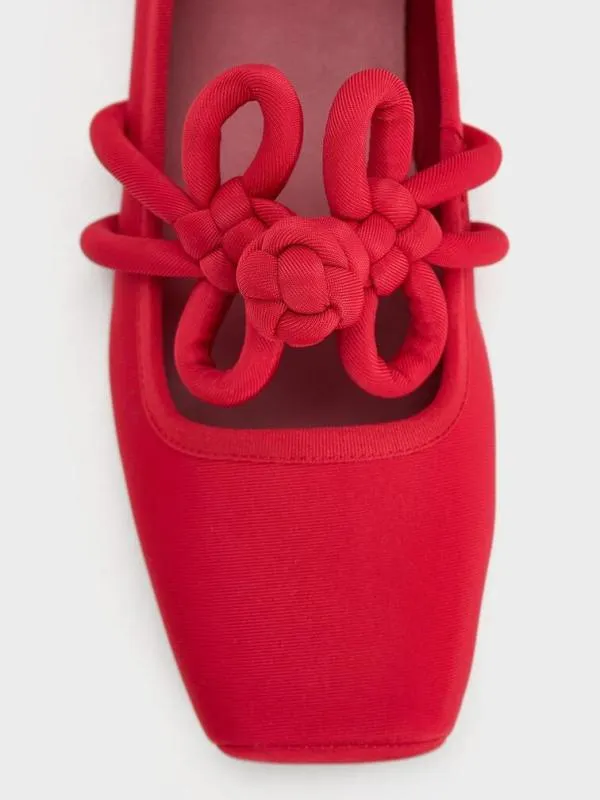 Women CloverKnot Mary Jane Flats 8211 Red CHARLES and KEITH Flats