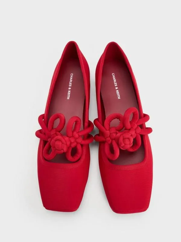 Women CloverKnot Mary Jane Flats 8211 Red CHARLES and KEITH Flats