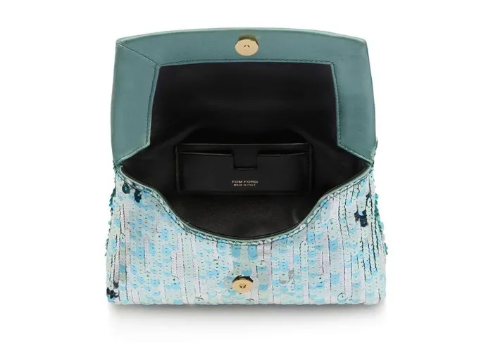 Women Clutches Tom Ford Sequin Label Mini Chain Bag Aqua Black Women Clutches Tom Ford Sequin Label Mini Chain Bag Aqua Black