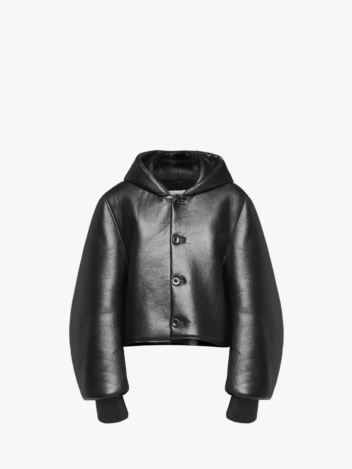 Women Coats and Jackets JW Anderson CROPPED HOODED BLOUSON JACKET Black