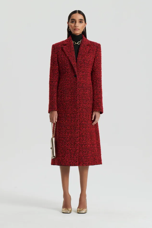 Women Coats Scanlan Theodore BOUCLE COAT RED