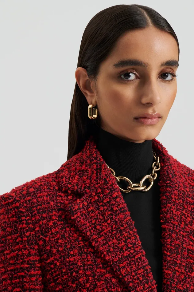 Women Coats Scanlan Theodore BOUCLE COAT RED Women Coats Scanlan Theodore BOUCLE COAT RED