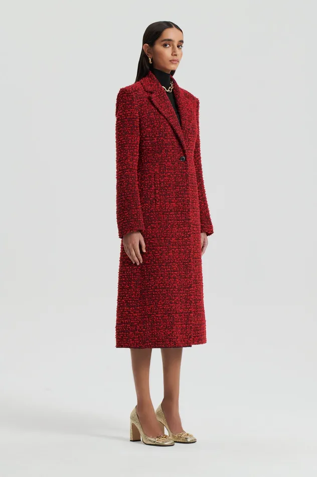 Women Coats Scanlan Theodore BOUCLE COAT RED Women Coats Scanlan Theodore BOUCLE COAT RED