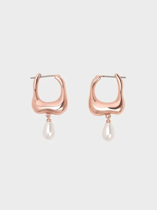Women Corrine Teardrop Pearl Hoop Earrings 8211 Rose Gold CHARLES and KEITH Earrings Women Corrine Teardrop Pearl Hoop Earrings 8211 Rose Gold CHARLES and KEITH Earrings