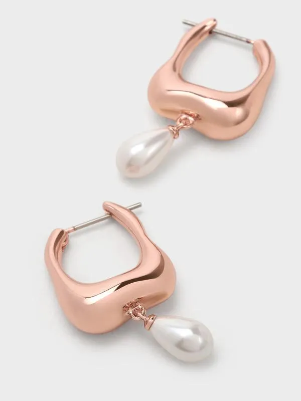 Women Corrine Teardrop Pearl Hoop Earrings 8211 Rose Gold CHARLES and KEITH Earrings Women Corrine Teardrop Pearl Hoop Earrings 8211 Rose Gold CHARLES and KEITH Earrings