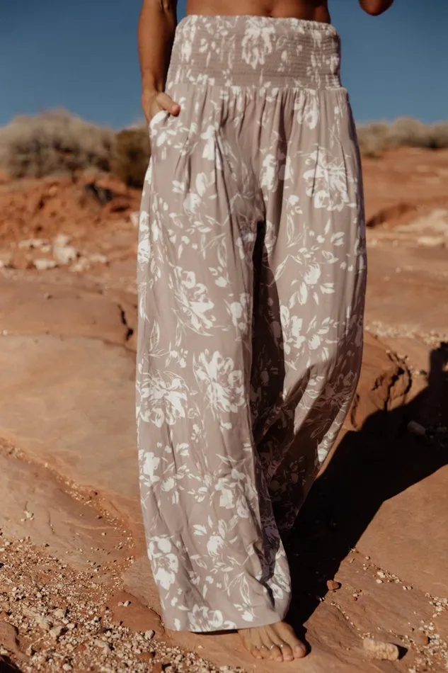 Women Cover Ups Baltic Born Malta Smocked Waist Pants Sand White