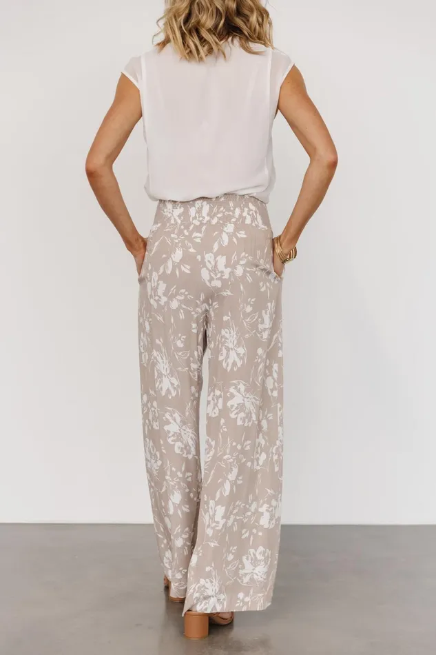 Women Cover Ups Baltic Born Malta Smocked Waist Pants Sand White