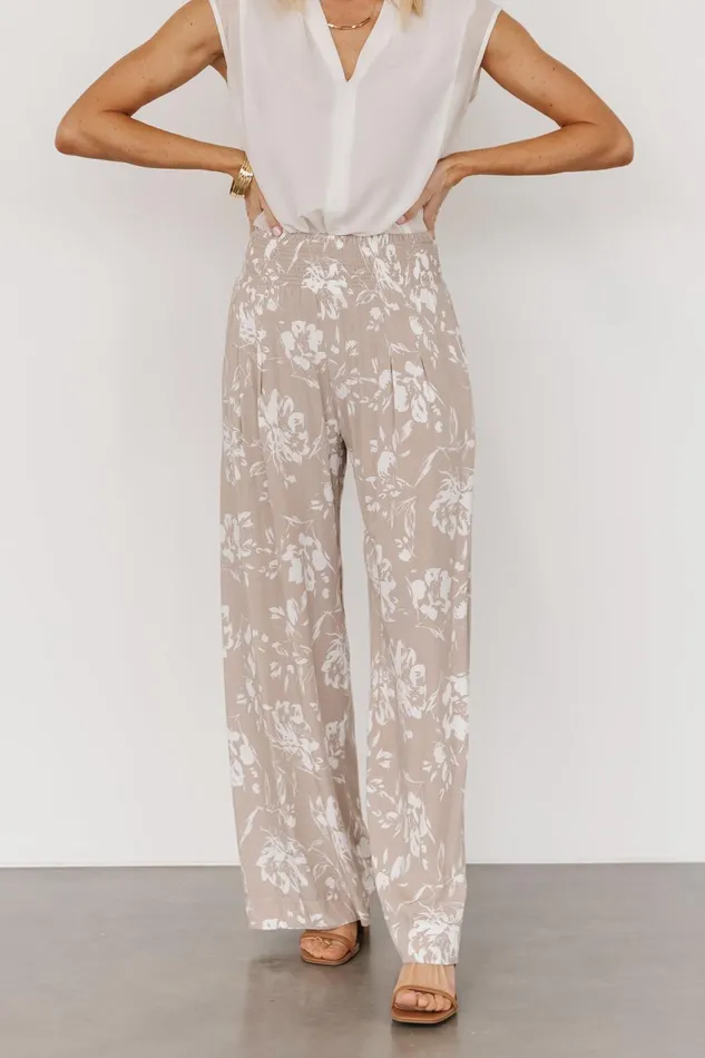Women Cover Ups Baltic Born Malta Smocked Waist Pants Sand White