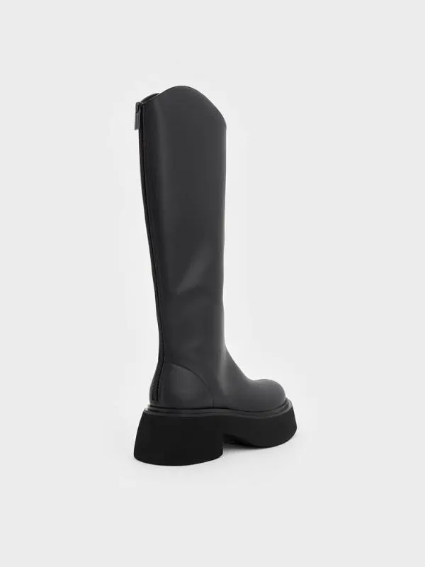 Women Cowboy Platform KneeHigh Boots 8211 Black CHARLES and KEITH Boots