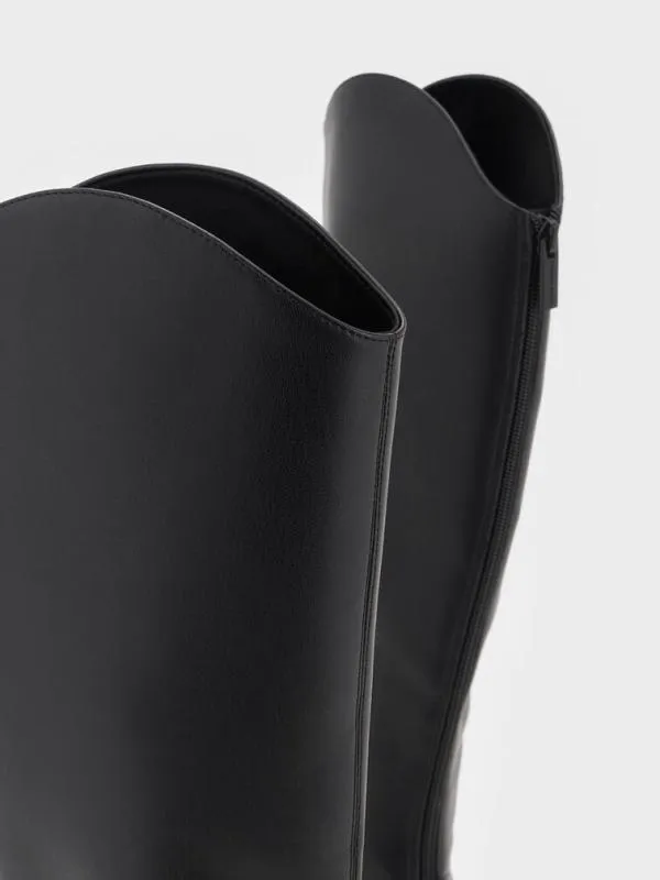 Women Cowboy Platform KneeHigh Boots 8211 Black CHARLES and KEITH Boots