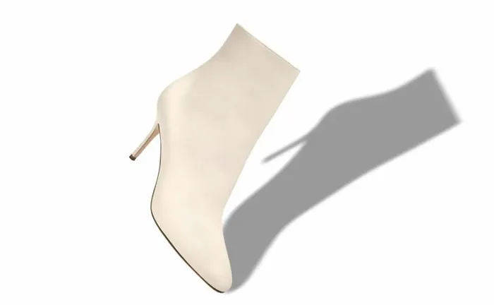 Women Cream Calf Leather Ankle Boot Manolo Blahnik Boots