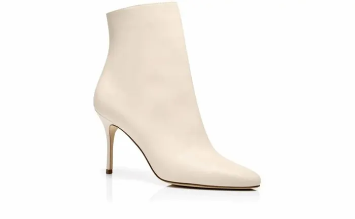 Women Cream Calf Leather Ankle Boot Manolo Blahnik Boots