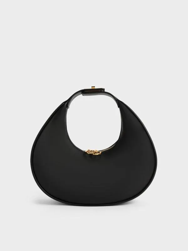 Women Crescent Hobo Bag 8211 Black CHARLES and KEITH Hobo Bags