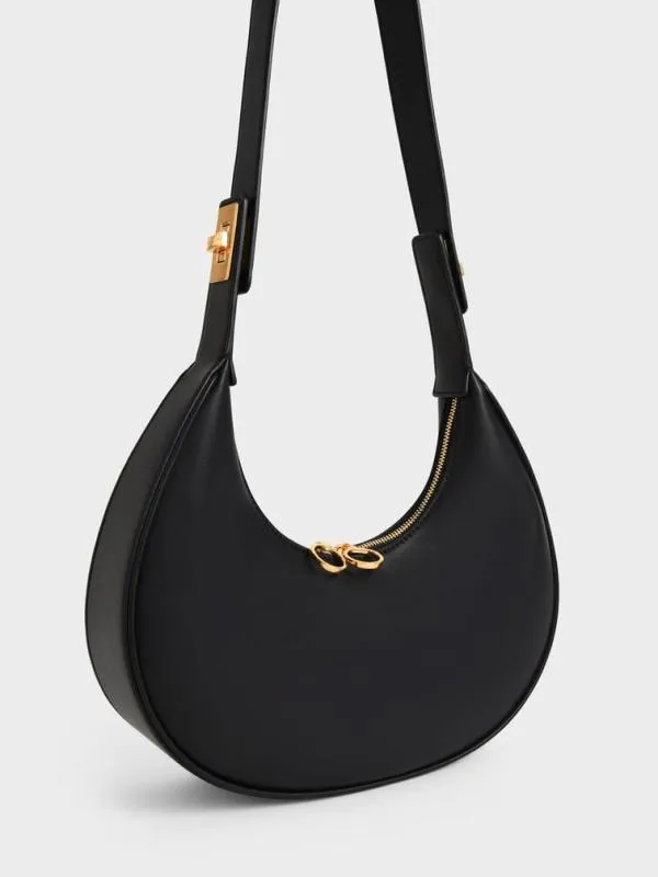 Women Crescent Hobo Bag 8211 Black CHARLES and KEITH Hobo Bags Women Crescent Hobo Bag 8211 Black CHARLES and KEITH Hobo Bags