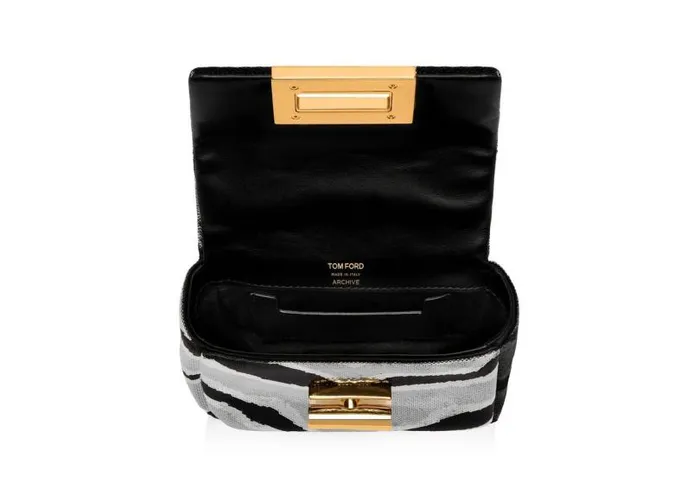 Women Cross Body Bags Tom Ford Zebra Sequin Embroidery Soft Natalia Mini Shoulder Bag Blacksilver Black Women Cross Body Bags Tom Ford Zebra Sequin Embroidery Soft Natalia Mini Shoulder Bag Blacksilver Black