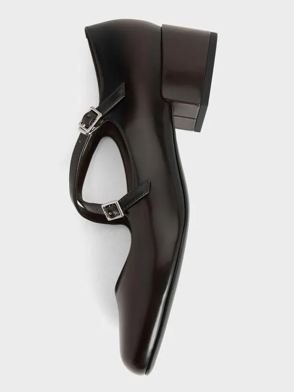 Women CrossoverStrap BlockHeel Mary Janes 8211 Dark Brown CHARLES and KEITH Pumps