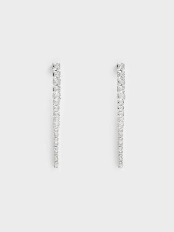 Women Crystal Row Drop Earrings 8211 Silver CHARLES and KEITH Earrings