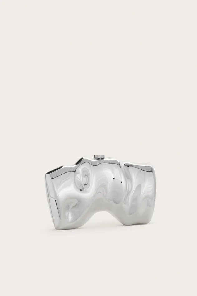 Women Cult Gaia Clutches SCRUNCH CLUTCH 8211 SHINY SILVER Women Cult Gaia Clutches SCRUNCH CLUTCH 8211 SHINY SILVER