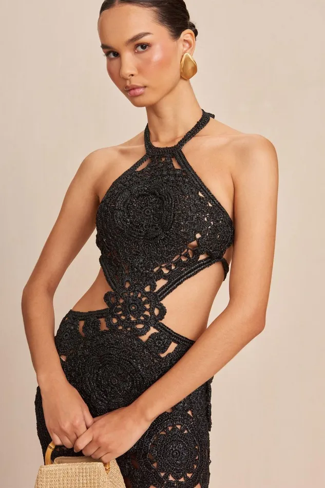 Women Cult Gaia Dresses ACCALIA CROCHET GOWN 8211 BLACK