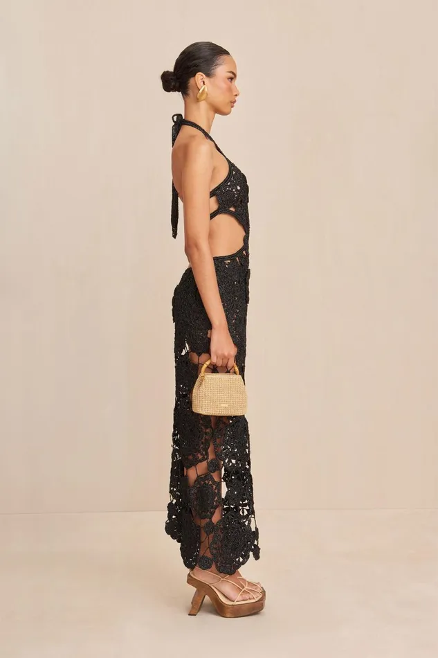 Women Cult Gaia Dresses ACCALIA CROCHET GOWN 8211 BLACK