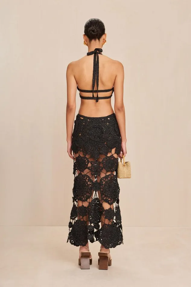 Women Cult Gaia Dresses ACCALIA CROCHET GOWN 8211 BLACK