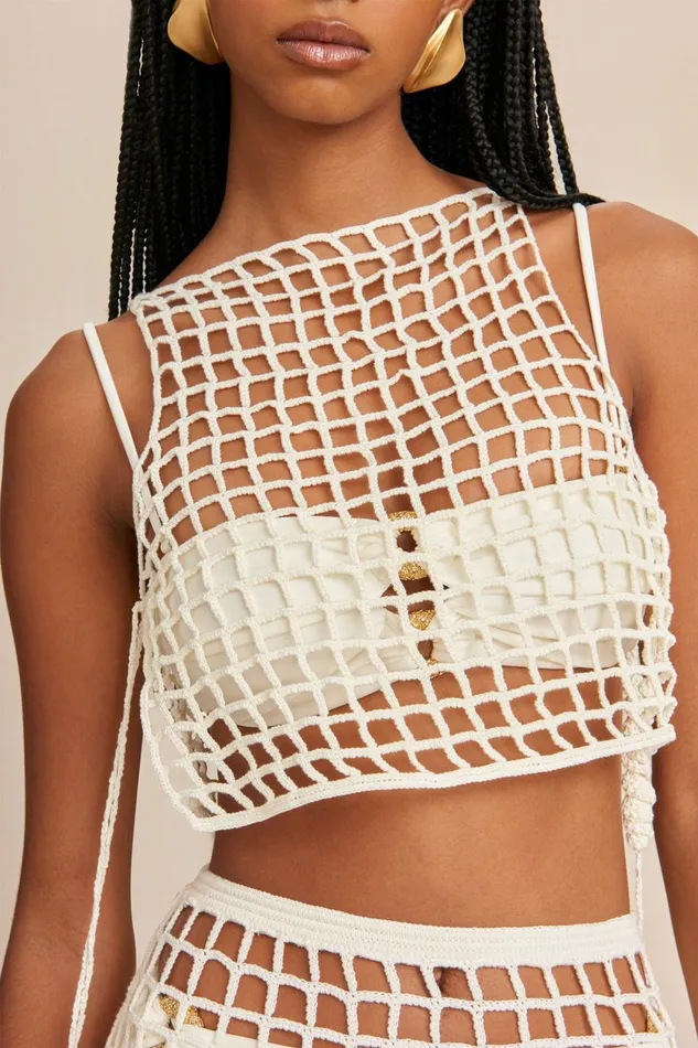 Women Cult Gaia Knits MOCHNI CROCHET COVERUP 8211 OFF WHITE Women Cult Gaia Knits MOCHNI CROCHET COVERUP 8211 OFF WHITE