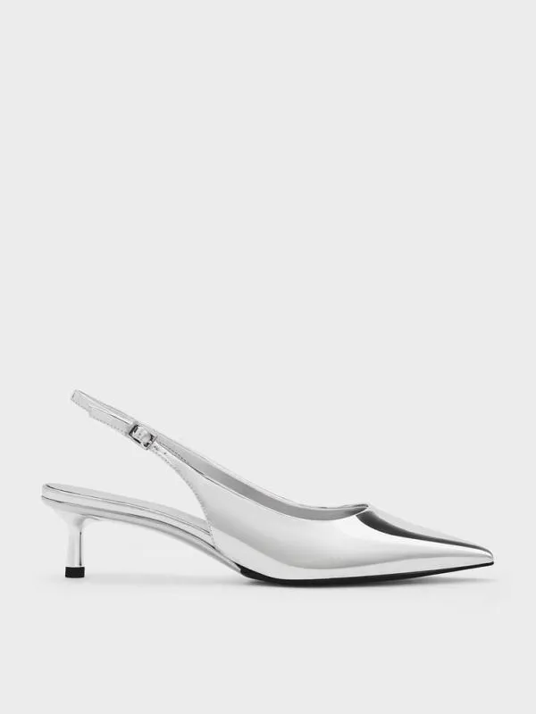 Women Curtis Metallic PointedToe KittenHeel Slingback Pumps 8211 Silver CHARLES and KEITH Heels Women Curtis Metallic PointedToe KittenHeel Slingback Pumps 8211 Silver CHARLES and KEITH Heels