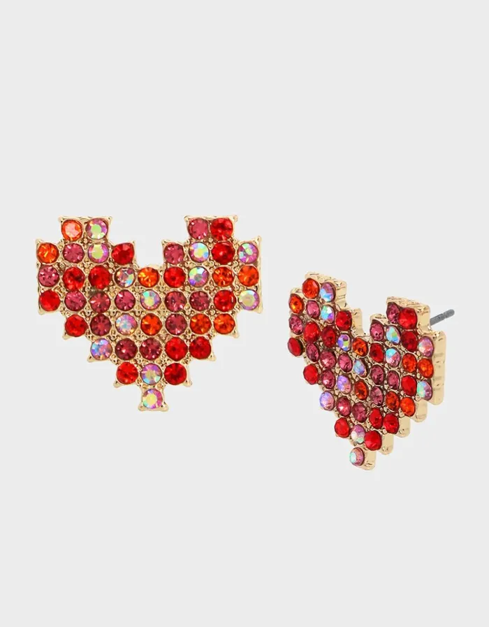 Women DEAR BETSEY HEART STUDS PINK Betsey Johnson