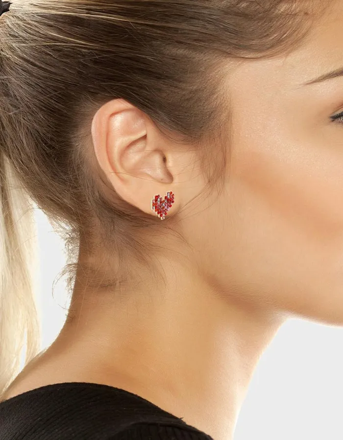 Women DEAR BETSEY HEART STUDS PINK Betsey Johnson Women DEAR BETSEY HEART STUDS PINK Betsey Johnson